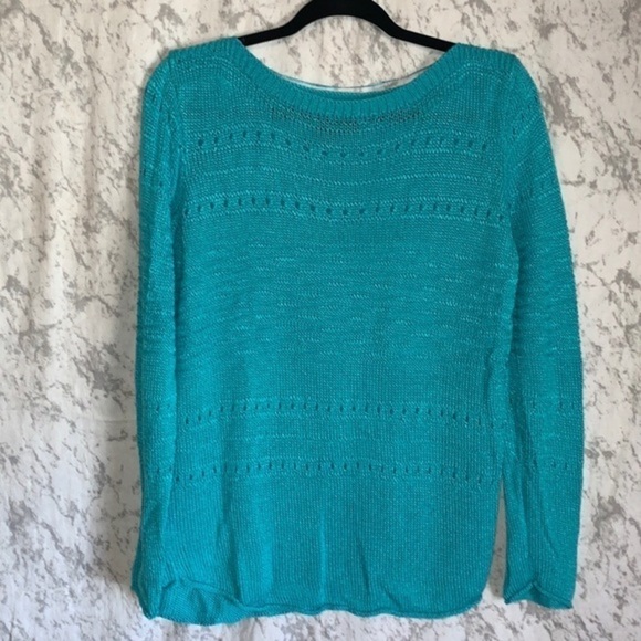Grace Elements Boat Neck Cotton and Rayon Teal Ladies Sweater Size Large - Picture 2 of 7